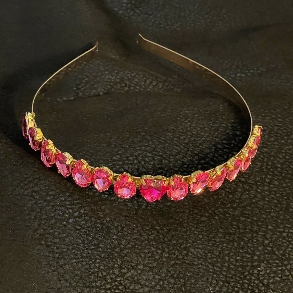 𝅺pink Heart Rhinestone Headband. - Picture 3 of 16